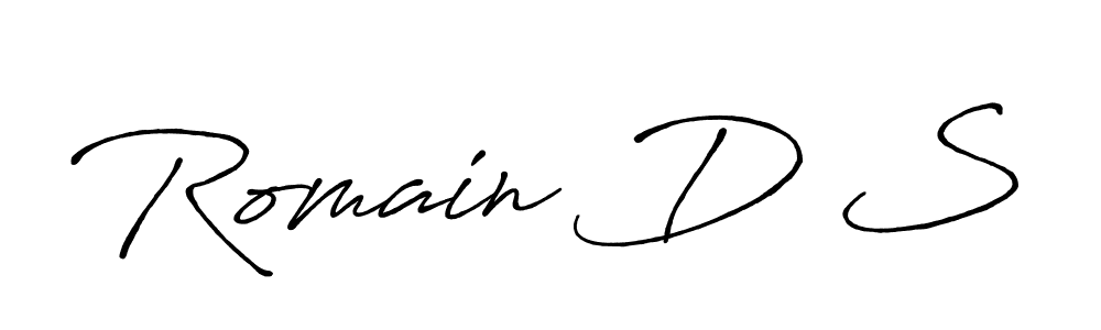 The best way (Antro_Vectra_Bolder) to make a short signature is to pick only two or three words in your name. The name Romain D S include a total of six letters. For converting this name. Romain D S signature style 7 images and pictures png