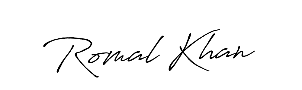Antro_Vectra_Bolder is a professional signature style that is perfect for those who want to add a touch of class to their signature. It is also a great choice for those who want to make their signature more unique. Get Romal Khan name to fancy signature for free. Romal Khan signature style 7 images and pictures png