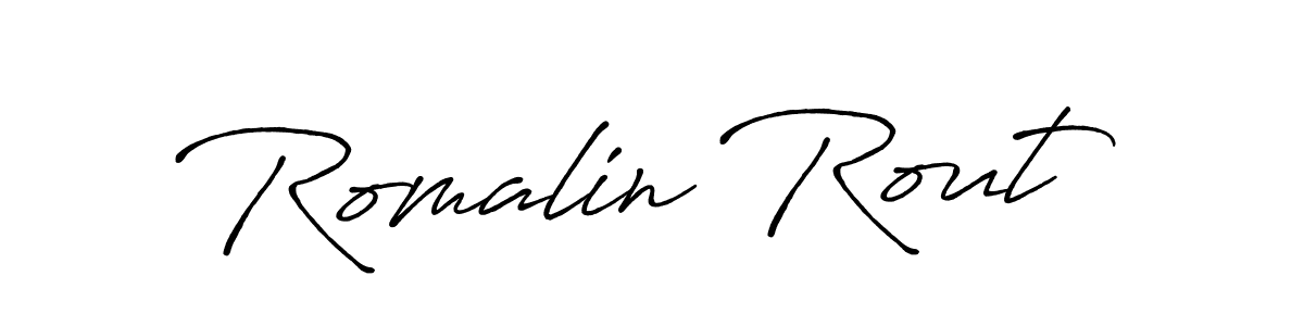 The best way (Antro_Vectra_Bolder) to make a short signature is to pick only two or three words in your name. The name Romalin Rout include a total of six letters. For converting this name. Romalin Rout signature style 7 images and pictures png
