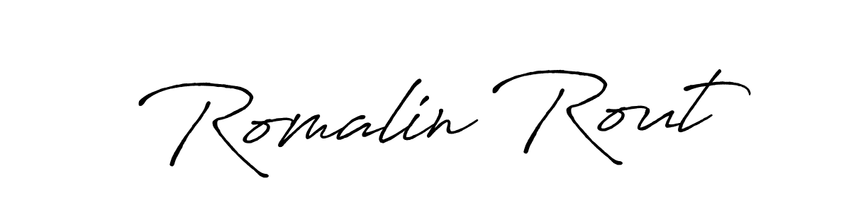 The best way (Antro_Vectra_Bolder) to make a short signature is to pick only two or three words in your name. The name Romalin Rout include a total of six letters. For converting this name. Romalin Rout signature style 7 images and pictures png