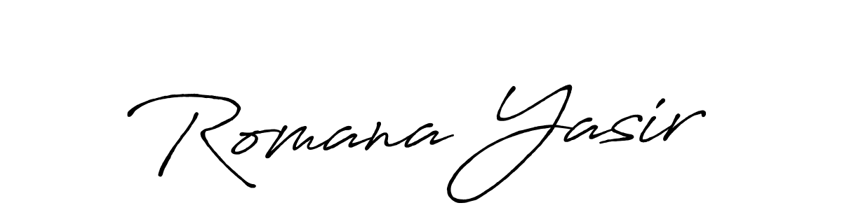 How to make Romana Yasir name signature. Use Antro_Vectra_Bolder style for creating short signs online. This is the latest handwritten sign. Romana Yasir signature style 7 images and pictures png