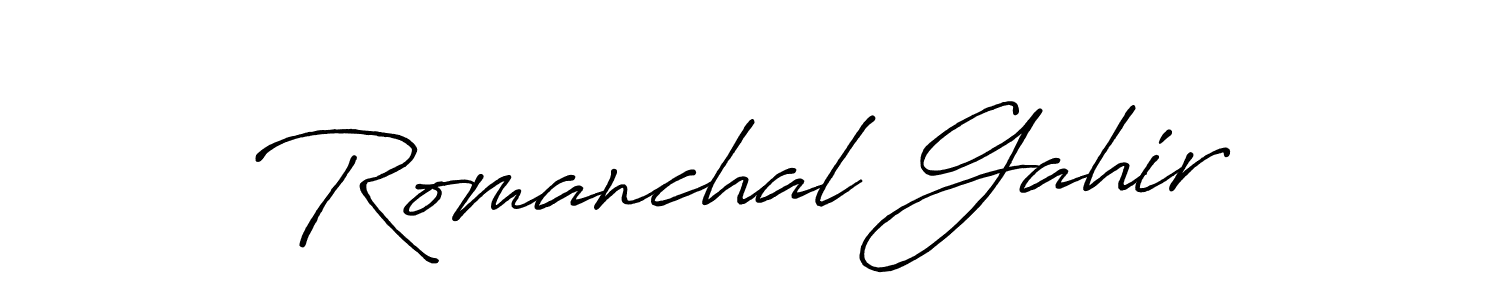 if you are searching for the best signature style for your name Romanchal Gahir. so please give up your signature search. here we have designed multiple signature styles  using Antro_Vectra_Bolder. Romanchal Gahir signature style 7 images and pictures png