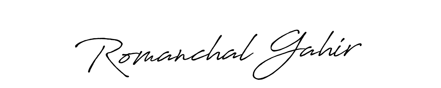 How to make Romanchal Gahir name signature. Use Antro_Vectra_Bolder style for creating short signs online. This is the latest handwritten sign. Romanchal Gahir signature style 7 images and pictures png