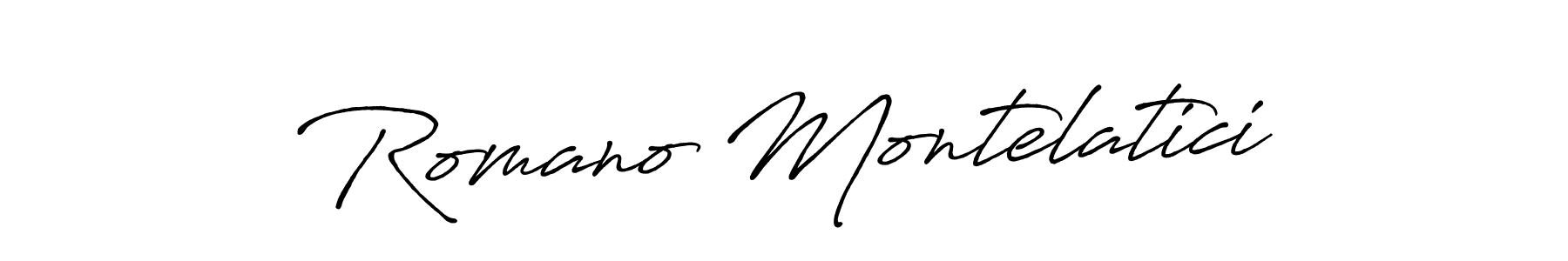 Make a beautiful signature design for name Romano Montelatici. With this signature (Antro_Vectra_Bolder) style, you can create a handwritten signature for free. Romano Montelatici signature style 7 images and pictures png