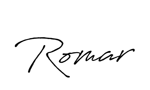 Romar stylish signature style. Best Handwritten Sign (Antro_Vectra_Bolder) for my name. Handwritten Signature Collection Ideas for my name Romar. Romar signature style 7 images and pictures png