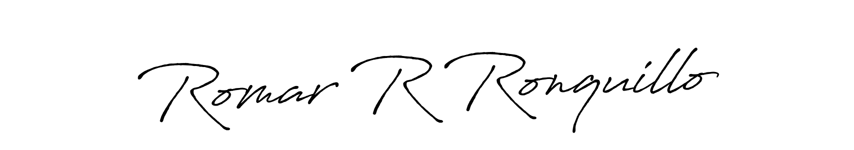 Romar R Ronquillo stylish signature style. Best Handwritten Sign (Antro_Vectra_Bolder) for my name. Handwritten Signature Collection Ideas for my name Romar R Ronquillo. Romar R Ronquillo signature style 7 images and pictures png