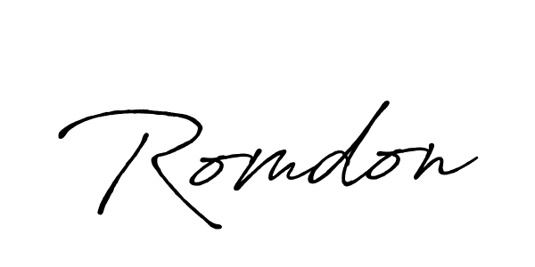 Make a beautiful signature design for name Romdon. With this signature (Antro_Vectra_Bolder) style, you can create a handwritten signature for free. Romdon signature style 7 images and pictures png