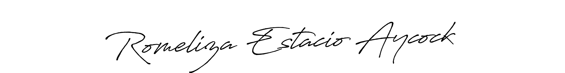 Use a signature maker to create a handwritten signature online. With this signature software, you can design (Antro_Vectra_Bolder) your own signature for name Romeliza Estacio Aycock. Romeliza Estacio Aycock signature style 7 images and pictures png