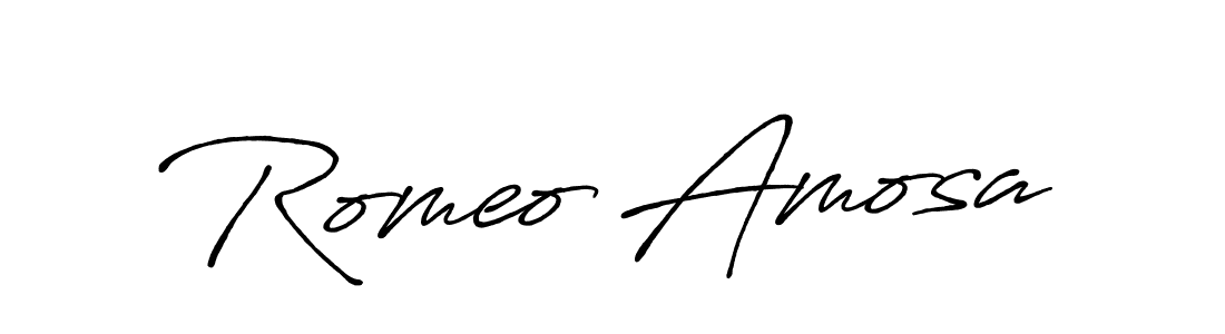 You should practise on your own different ways (Antro_Vectra_Bolder) to write your name (Romeo Amosa) in signature. don't let someone else do it for you. Romeo Amosa signature style 7 images and pictures png