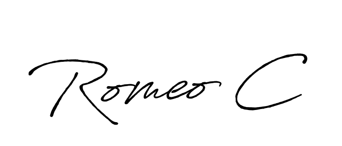 How to make Romeo C signature? Antro_Vectra_Bolder is a professional autograph style. Create handwritten signature for Romeo C name. Romeo C signature style 7 images and pictures png