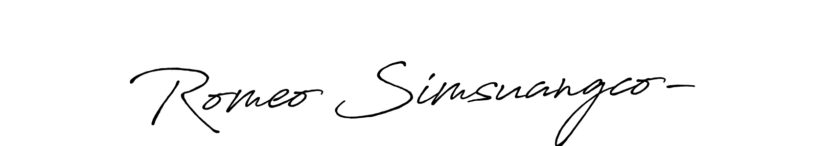 Antro_Vectra_Bolder is a professional signature style that is perfect for those who want to add a touch of class to their signature. It is also a great choice for those who want to make their signature more unique. Get Romeo Simsuangco- name to fancy signature for free. Romeo Simsuangco- signature style 7 images and pictures png