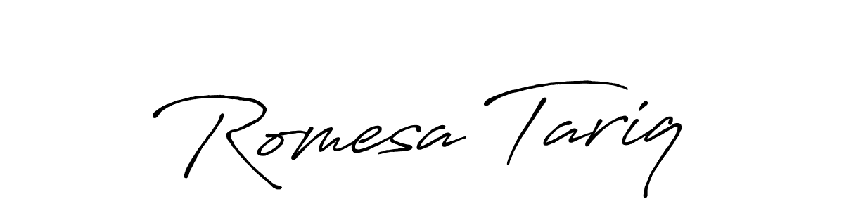 Use a signature maker to create a handwritten signature online. With this signature software, you can design (Antro_Vectra_Bolder) your own signature for name Romesa Tariq. Romesa Tariq signature style 7 images and pictures png