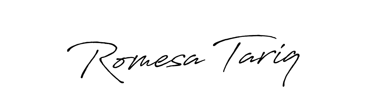 Use a signature maker to create a handwritten signature online. With this signature software, you can design (Antro_Vectra_Bolder) your own signature for name Romesa Tariq. Romesa Tariq signature style 7 images and pictures png