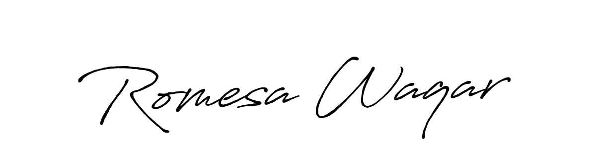 Also we have Romesa Waqar name is the best signature style. Create professional handwritten signature collection using Antro_Vectra_Bolder autograph style. Romesa Waqar signature style 7 images and pictures png