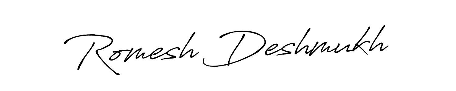 Design your own signature with our free online signature maker. With this signature software, you can create a handwritten (Antro_Vectra_Bolder) signature for name Romesh Deshmukh. Romesh Deshmukh signature style 7 images and pictures png