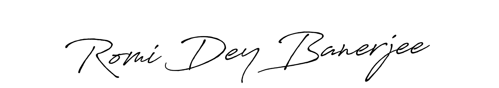 Create a beautiful signature design for name Romi Dey Banerjee. With this signature (Antro_Vectra_Bolder) fonts, you can make a handwritten signature for free. Romi Dey Banerjee signature style 7 images and pictures png