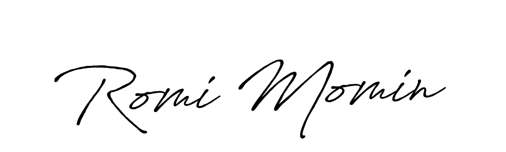 The best way (Antro_Vectra_Bolder) to make a short signature is to pick only two or three words in your name. The name Romi Momin include a total of six letters. For converting this name. Romi Momin signature style 7 images and pictures png