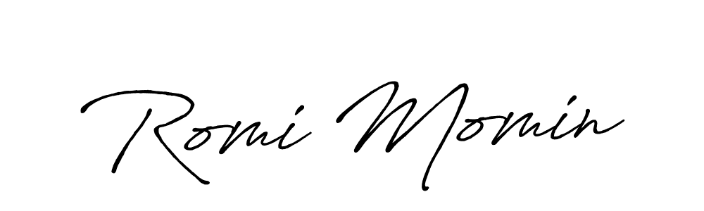 The best way (Antro_Vectra_Bolder) to make a short signature is to pick only two or three words in your name. The name Romi Momin include a total of six letters. For converting this name. Romi Momin signature style 7 images and pictures png