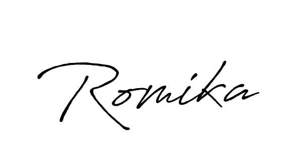 How to make Romika name signature. Use Antro_Vectra_Bolder style for creating short signs online. This is the latest handwritten sign. Romika signature style 7 images and pictures png