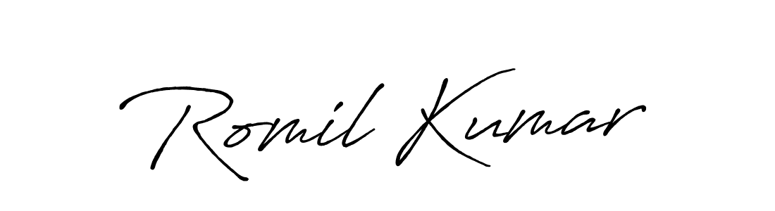 Romil Kumar stylish signature style. Best Handwritten Sign (Antro_Vectra_Bolder) for my name. Handwritten Signature Collection Ideas for my name Romil Kumar. Romil Kumar signature style 7 images and pictures png