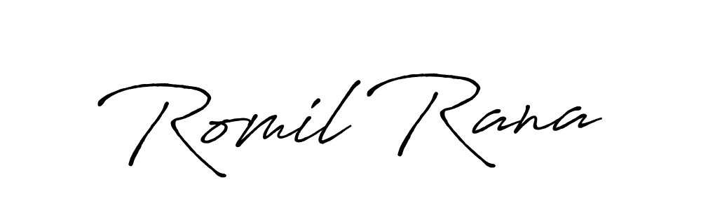 Romil Rana stylish signature style. Best Handwritten Sign (Antro_Vectra_Bolder) for my name. Handwritten Signature Collection Ideas for my name Romil Rana. Romil Rana signature style 7 images and pictures png