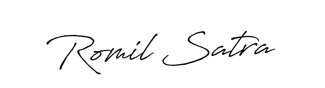 Design your own signature with our free online signature maker. With this signature software, you can create a handwritten (Antro_Vectra_Bolder) signature for name Romil Satra. Romil Satra signature style 7 images and pictures png