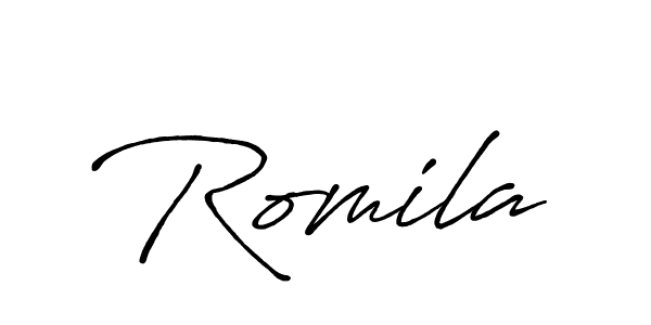 Make a beautiful signature design for name Romila. With this signature (Antro_Vectra_Bolder) style, you can create a handwritten signature for free. Romila signature style 7 images and pictures png