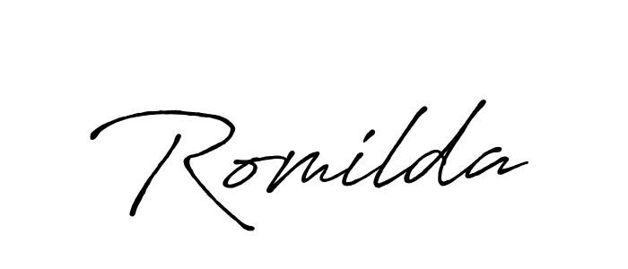 Romilda stylish signature style. Best Handwritten Sign (Antro_Vectra_Bolder) for my name. Handwritten Signature Collection Ideas for my name Romilda. Romilda signature style 7 images and pictures png