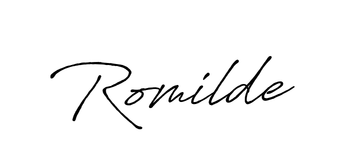 Similarly Antro_Vectra_Bolder is the best handwritten signature design. Signature creator online .You can use it as an online autograph creator for name Romilde. Romilde signature style 7 images and pictures png