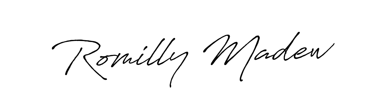 How to make Romilly Madew signature? Antro_Vectra_Bolder is a professional autograph style. Create handwritten signature for Romilly Madew name. Romilly Madew signature style 7 images and pictures png