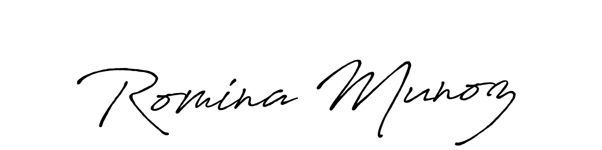 Make a short Romina Munoz signature style. Manage your documents anywhere anytime using Antro_Vectra_Bolder. Create and add eSignatures, submit forms, share and send files easily. Romina Munoz signature style 7 images and pictures png