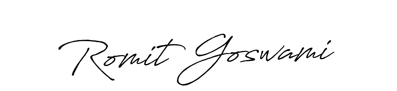 Use a signature maker to create a handwritten signature online. With this signature software, you can design (Antro_Vectra_Bolder) your own signature for name Romit Goswami. Romit Goswami signature style 7 images and pictures png