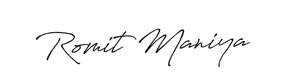 Also we have Romit Maniya name is the best signature style. Create professional handwritten signature collection using Antro_Vectra_Bolder autograph style. Romit Maniya signature style 7 images and pictures png