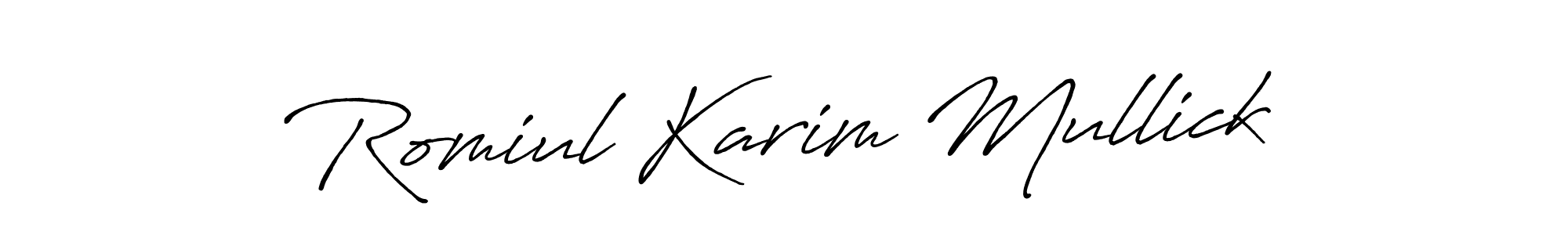 Make a beautiful signature design for name Romiul Karim Mullick. With this signature (Antro_Vectra_Bolder) style, you can create a handwritten signature for free. Romiul Karim Mullick signature style 7 images and pictures png