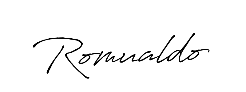 Make a beautiful signature design for name Romualdo. With this signature (Antro_Vectra_Bolder) style, you can create a handwritten signature for free. Romualdo signature style 7 images and pictures png
