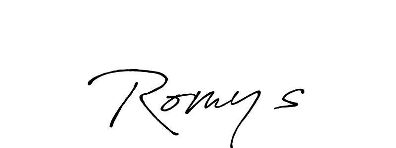 It looks lik you need a new signature style for name Romy’s. Design unique handwritten (Antro_Vectra_Bolder) signature with our free signature maker in just a few clicks. Romy’s signature style 7 images and pictures png