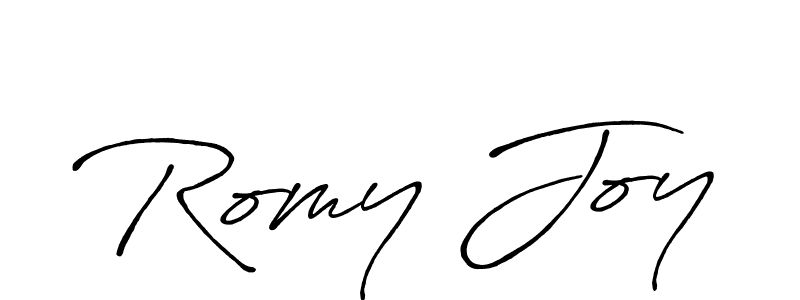 Romy Joy stylish signature style. Best Handwritten Sign (Antro_Vectra_Bolder) for my name. Handwritten Signature Collection Ideas for my name Romy Joy. Romy Joy signature style 7 images and pictures png