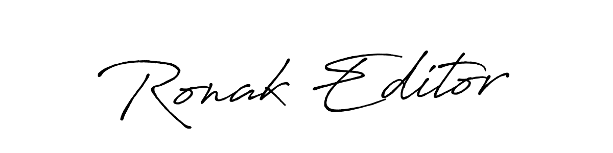 How to make Ronak Editor name signature. Use Antro_Vectra_Bolder style for creating short signs online. This is the latest handwritten sign. Ronak Editor signature style 7 images and pictures png