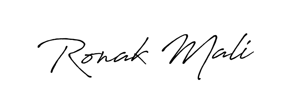 How to make Ronak Mali name signature. Use Antro_Vectra_Bolder style for creating short signs online. This is the latest handwritten sign. Ronak Mali signature style 7 images and pictures png