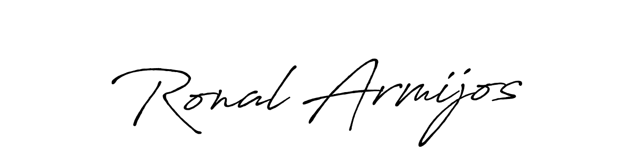 You should practise on your own different ways (Antro_Vectra_Bolder) to write your name (Ronal Armijos) in signature. don't let someone else do it for you. Ronal Armijos signature style 7 images and pictures png