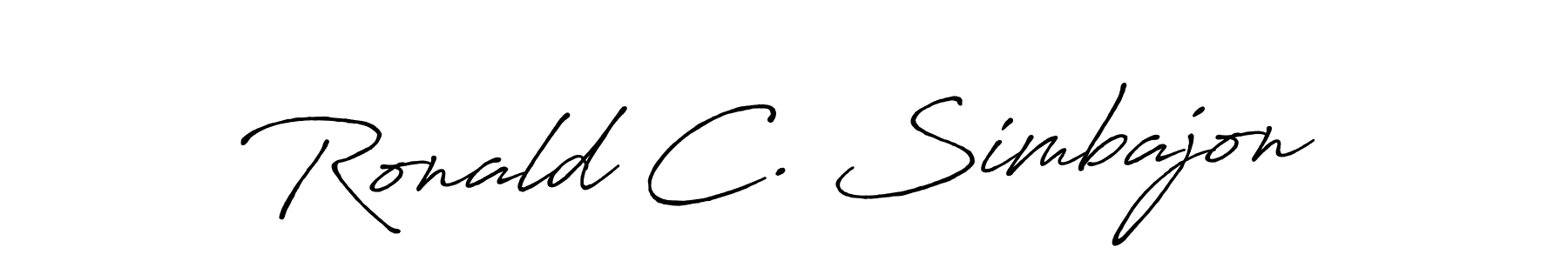 The best way (Antro_Vectra_Bolder) to make a short signature is to pick only two or three words in your name. The name Ronald C. Simbajon include a total of six letters. For converting this name. Ronald C. Simbajon signature style 7 images and pictures png