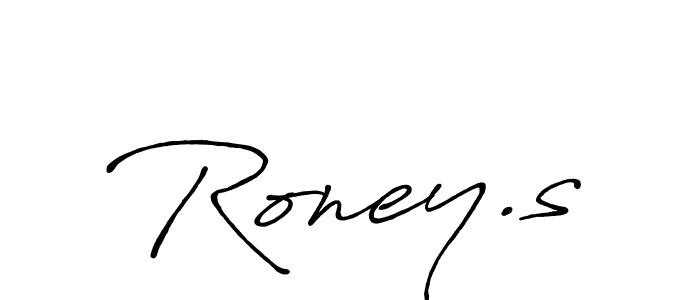 How to make Roney.s name signature. Use Antro_Vectra_Bolder style for creating short signs online. This is the latest handwritten sign. Roney.s signature style 7 images and pictures png