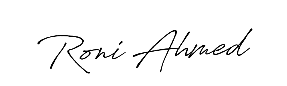 Use a signature maker to create a handwritten signature online. With this signature software, you can design (Antro_Vectra_Bolder) your own signature for name Roni Ahmed. Roni Ahmed signature style 7 images and pictures png