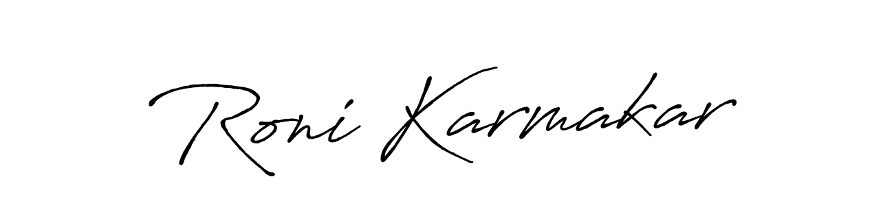 How to make Roni Karmakar signature? Antro_Vectra_Bolder is a professional autograph style. Create handwritten signature for Roni Karmakar name. Roni Karmakar signature style 7 images and pictures png