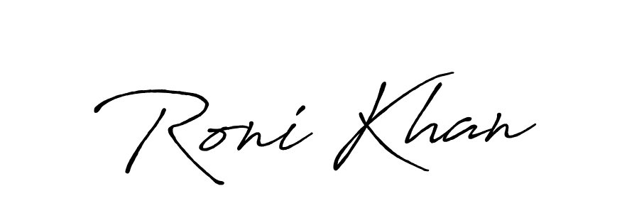 Create a beautiful signature design for name Roni Khan. With this signature (Antro_Vectra_Bolder) fonts, you can make a handwritten signature for free. Roni Khan signature style 7 images and pictures png