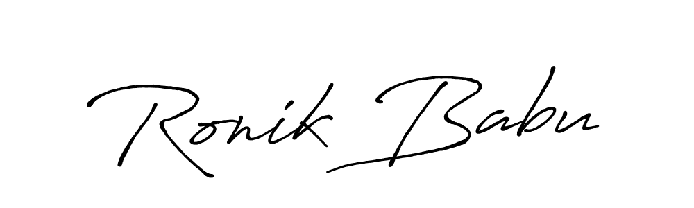Similarly Antro_Vectra_Bolder is the best handwritten signature design. Signature creator online .You can use it as an online autograph creator for name Ronik Babu. Ronik Babu signature style 7 images and pictures png