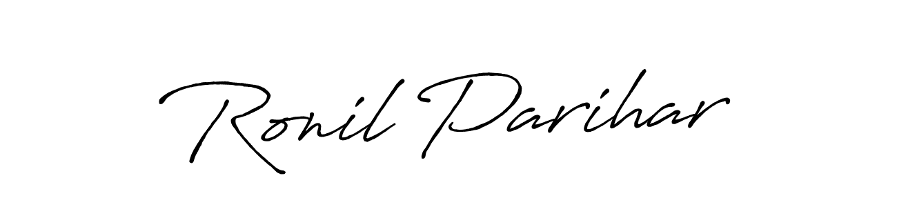 The best way (Antro_Vectra_Bolder) to make a short signature is to pick only two or three words in your name. The name Ronil Parihar include a total of six letters. For converting this name. Ronil Parihar signature style 7 images and pictures png