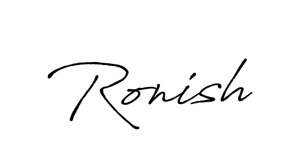 Ronish stylish signature style. Best Handwritten Sign (Antro_Vectra_Bolder) for my name. Handwritten Signature Collection Ideas for my name Ronish. Ronish signature style 7 images and pictures png
