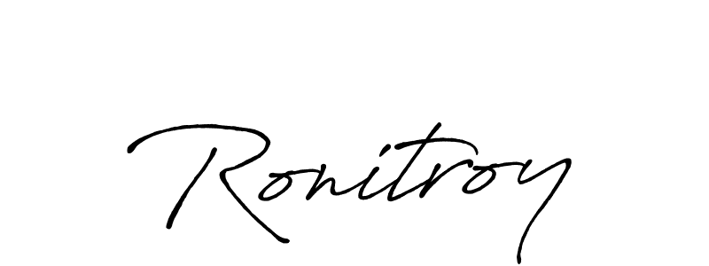 The best way (Antro_Vectra_Bolder) to make a short signature is to pick only two or three words in your name. The name Ronitroy include a total of six letters. For converting this name. Ronitroy signature style 7 images and pictures png