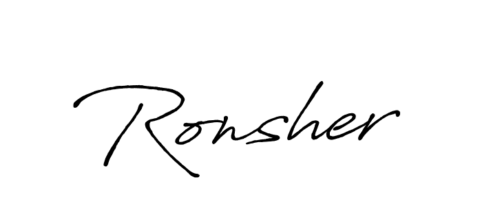 You should practise on your own different ways (Antro_Vectra_Bolder) to write your name (Ronsher) in signature. don't let someone else do it for you. Ronsher signature style 7 images and pictures png